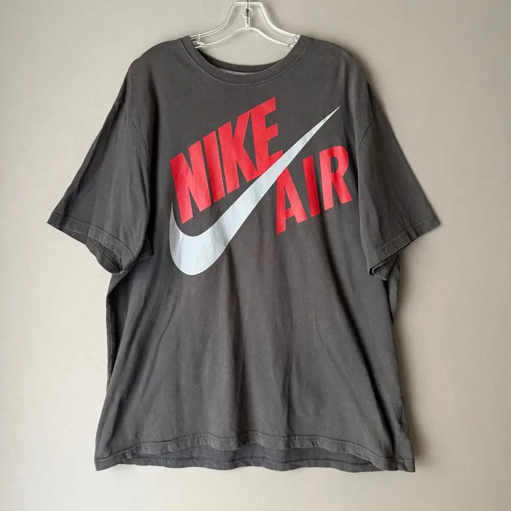 Nike sz XXL gray red short‎ sleeve swoosh spellout T-shirt